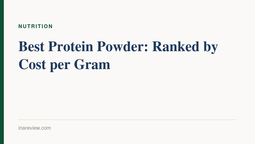 Typographic cover: best protein powder ranked by cost per gram of protein