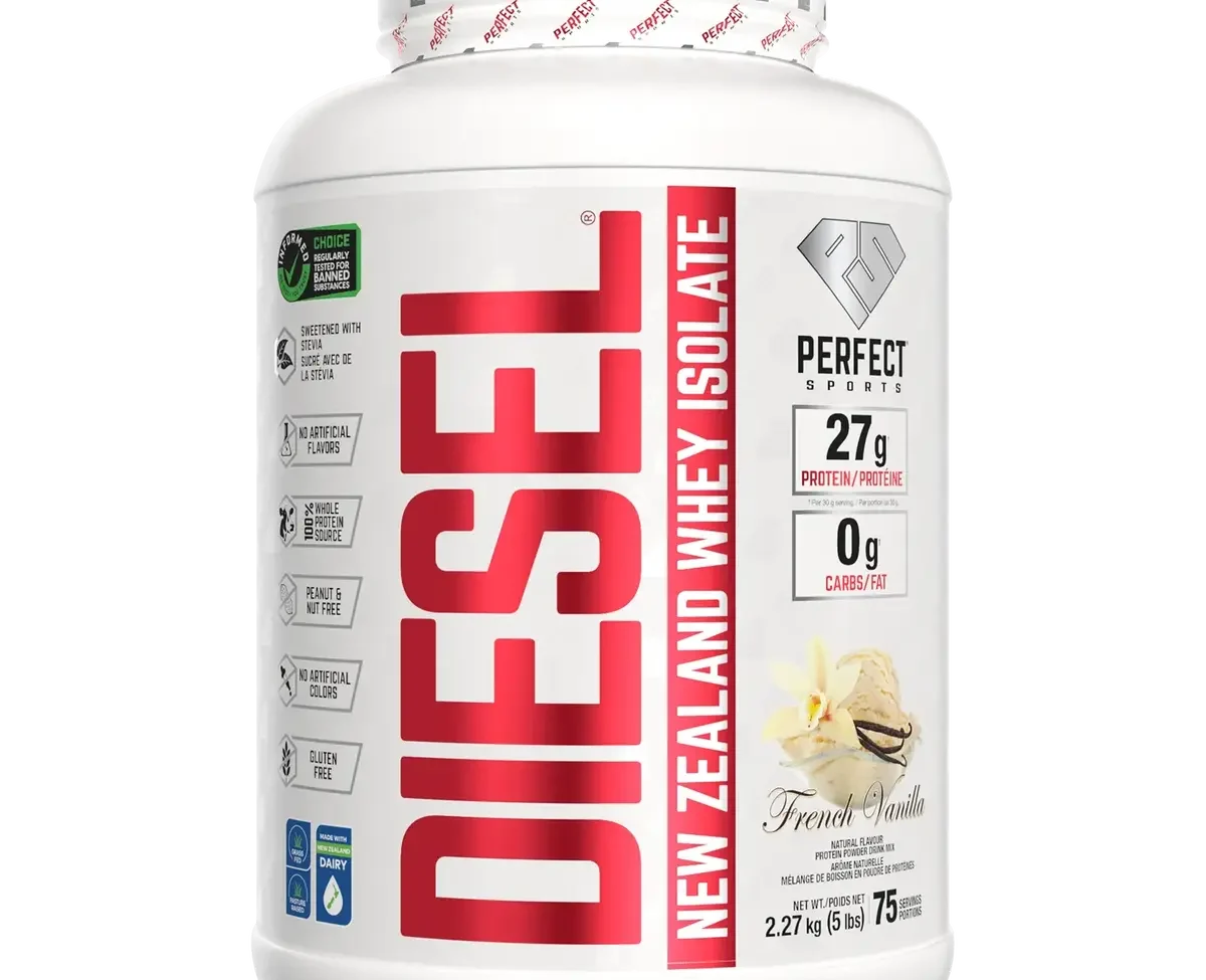 PERFECT Sports DIESEL New Zealand Whey Protein Isolate 5 lb bag in French Vanilla
