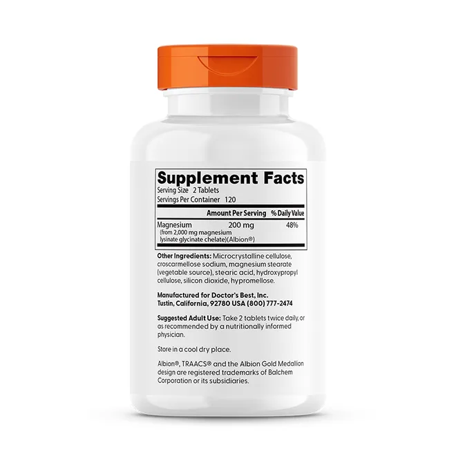 Doctor's Best High Absorption Magnesium lysinate glycinate, 240 tablets