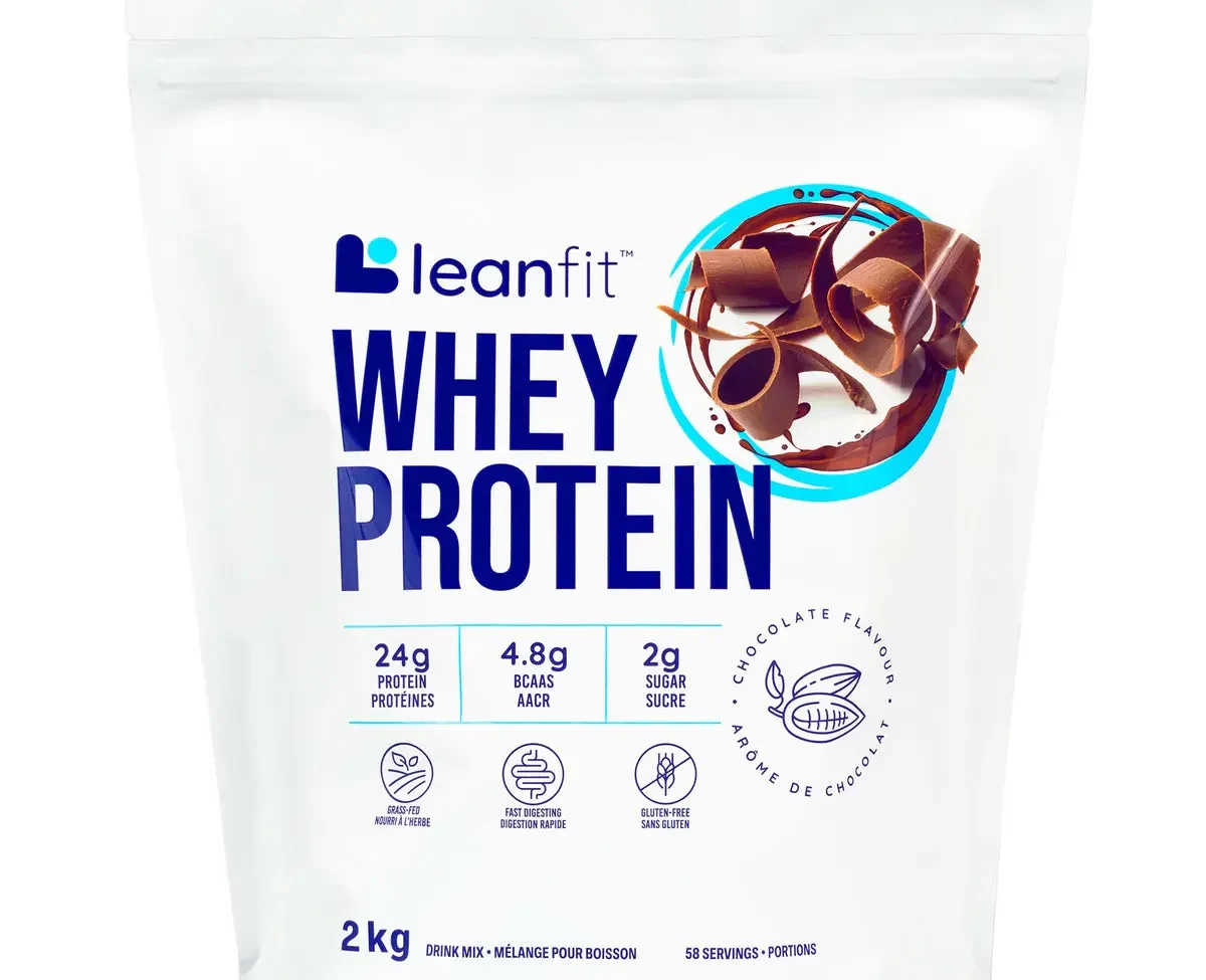 LEANFIT Whey Protein Chocolate 2 kg bag sold in Canada