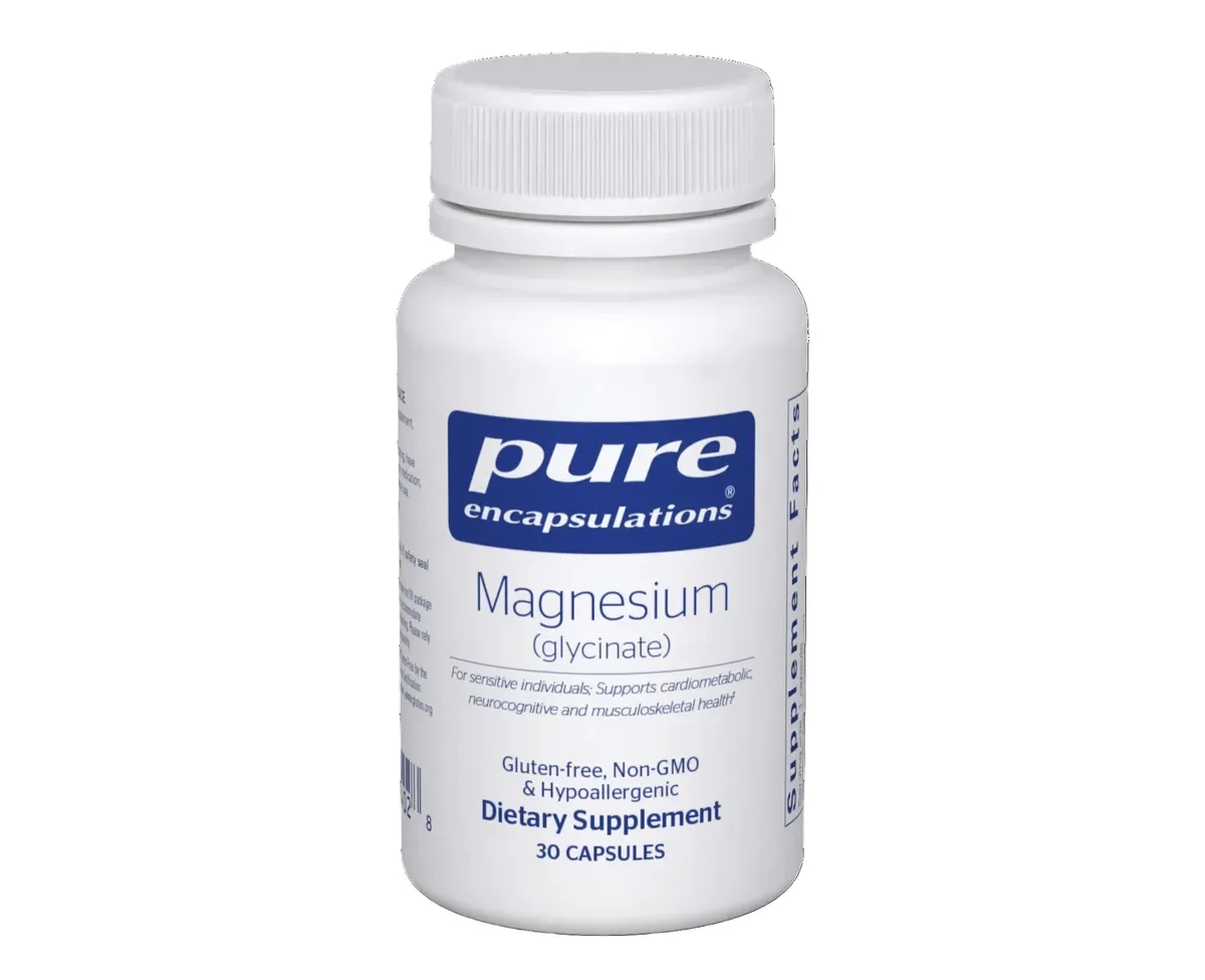 Bottle of Pure Encapsulations Magnesium (glycinate), 120 mg per capsule