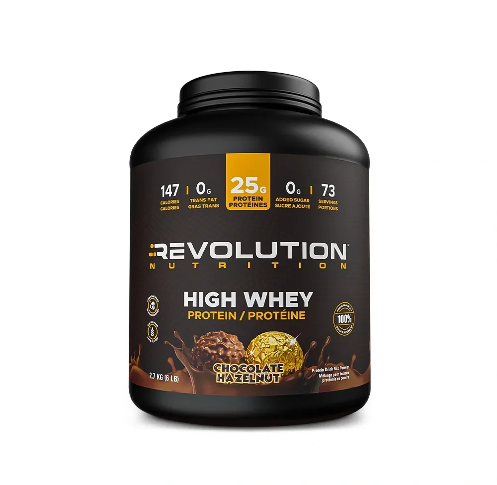 Bag of Revolution Nutrition High Whey protein powder, 6 lb size